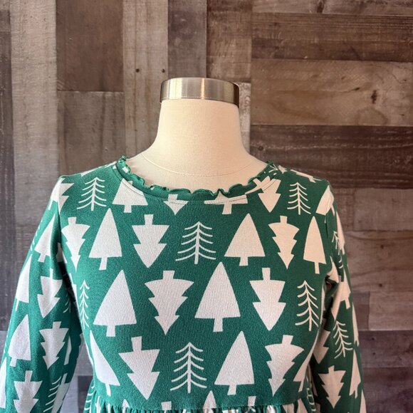 Hanna Andersson green Christmas tree long sleeve dress girls size 12 holiday - Picture 2 of 11